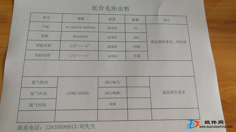 低价出售法兰毛坯及脱