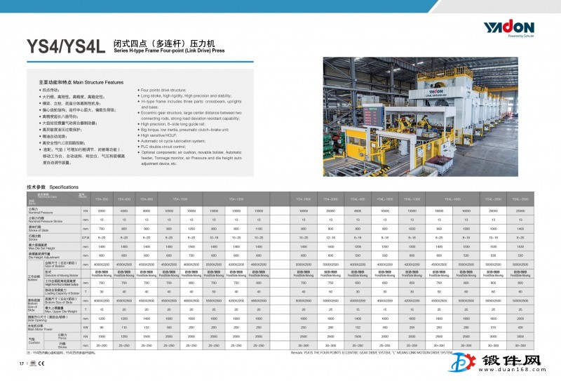 YS4/YS4L闭式四点（多连杆）压力机